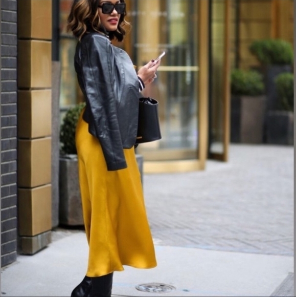 Zara XS Silk Stain A-Line Maxi Skirt Elastic Waist - Picture 4 of 9